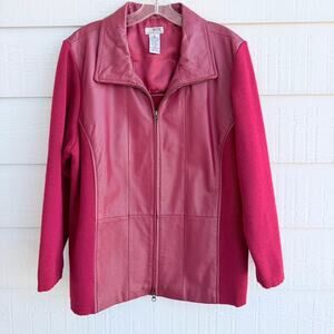 Stonebridge Signature Red Leather and wool blend full zip jacket 1X